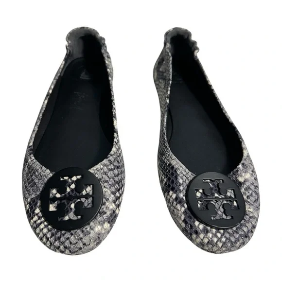 Tory Burch Tri Color Python Embossed Leather Minnie Flats Size 8.5 Animal Print - Picture 3 of 16